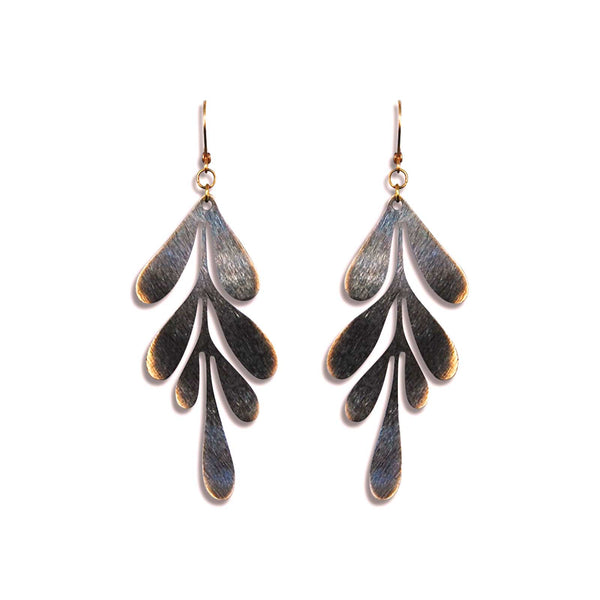 Dark Dripping Leaf Earring