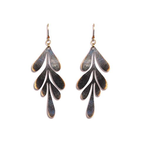 Dark Dripping Leaf Earring